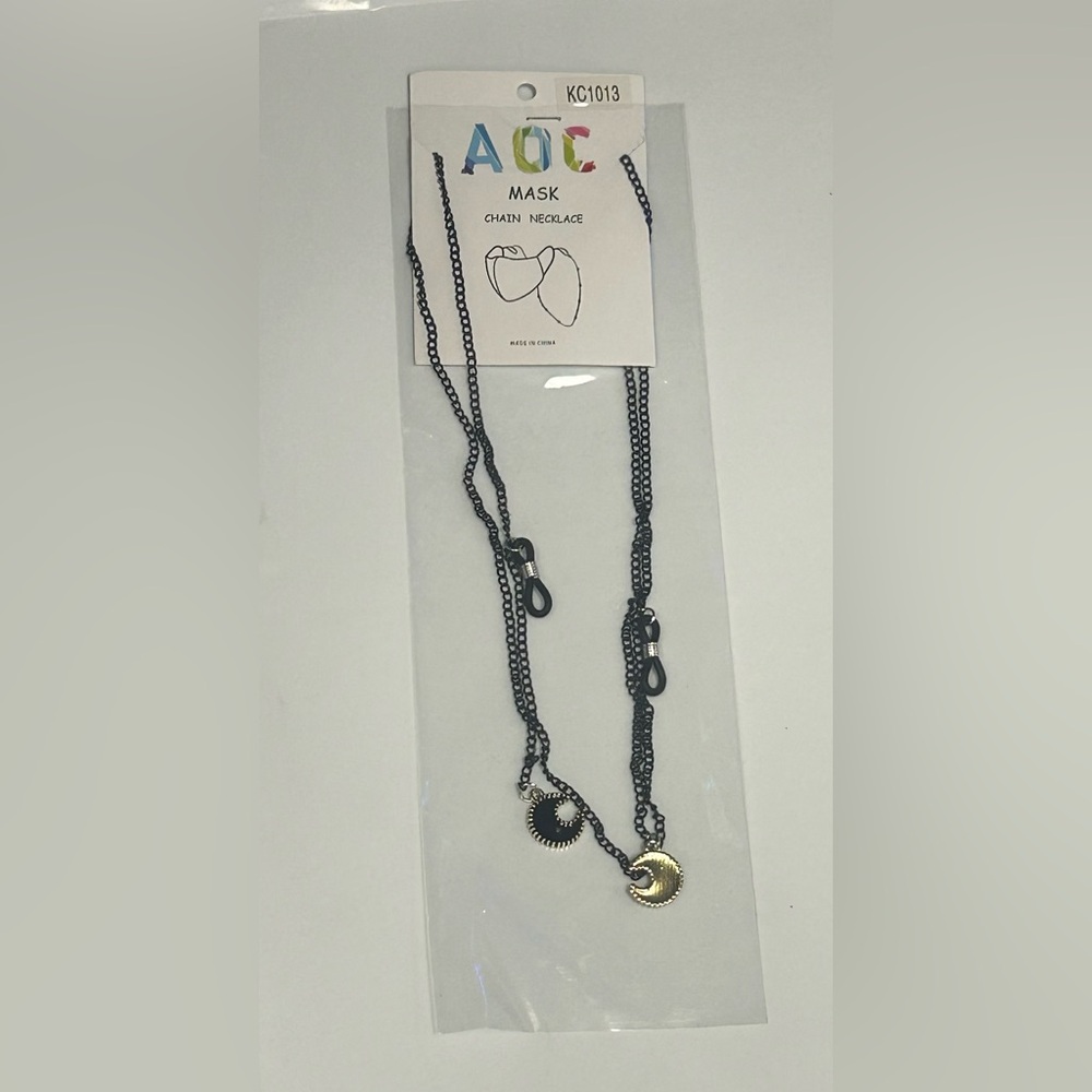 8 pack Black Chain wMoon Charms DIY Eyeglass Holder Necklace Craft Supply